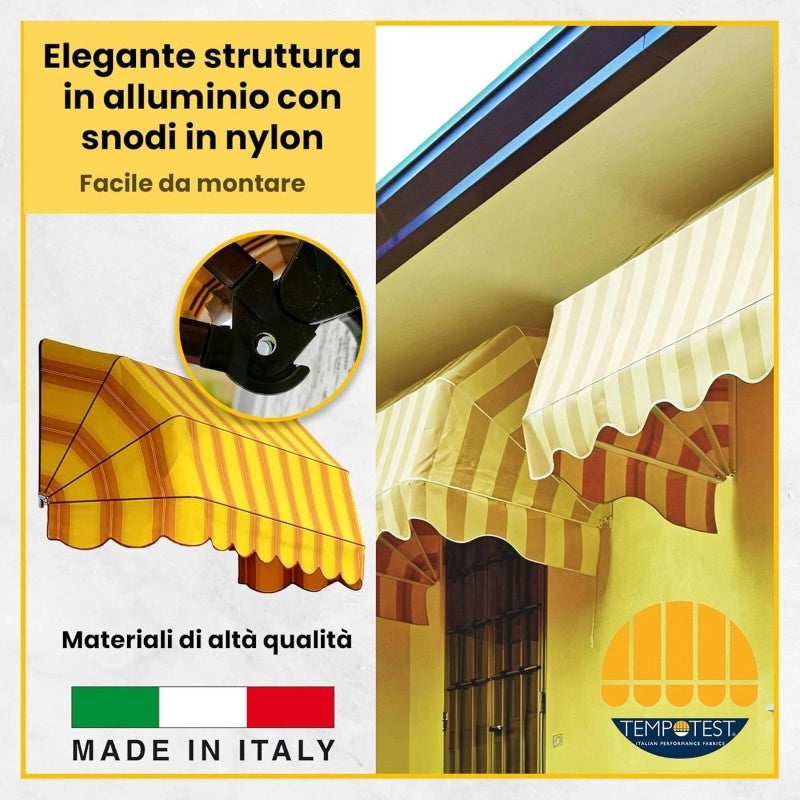 Tenda Sole Cappottina 5 Raggi, Telo PVC Blu, Larghezza 1,50 x Sporgenza 1,20, UV-Resistente, Impermeabile - Giardino, Balcone