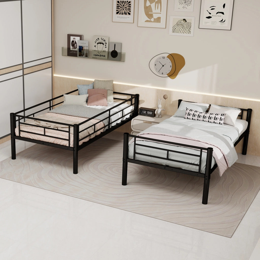 Letto a castello per bambini funzione convertibile in ferro nero 97;8x196;6 cm