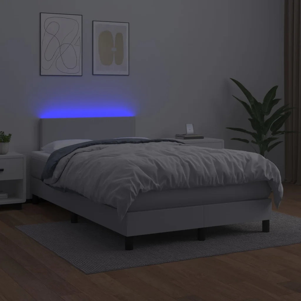 Giroletto Molle con Materasso e LED Bianco 120x200cm Similpelle 3134094