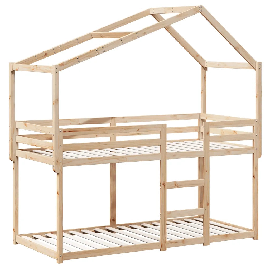 Letto a Castello senza Materasso-Struttura Letto a Castello 90x200cm Massello Pino 341704