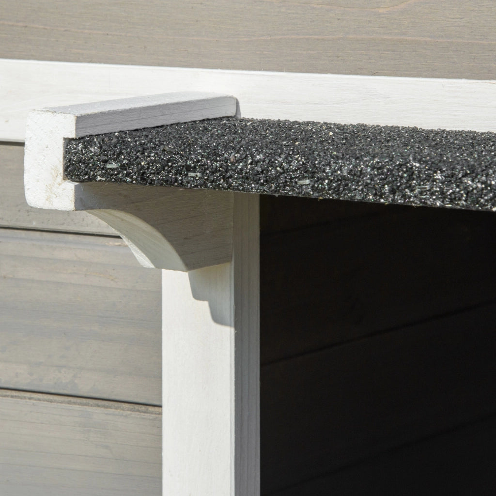 Casetta per Gatti in Legno con Terrazza ¨C zephmum ¨C Grigio+Bianco 115x66.5x74.7 cm