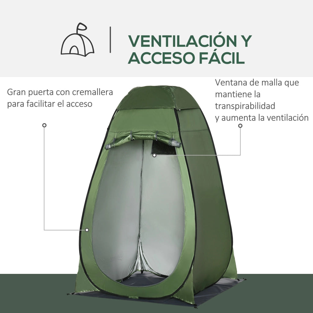 Tenda Doccia Campeggio Portatile ¨C Xylo ¨C Verde Oliva con Tasca e Borsa Trasporto UV 20+ 126x124x189cm