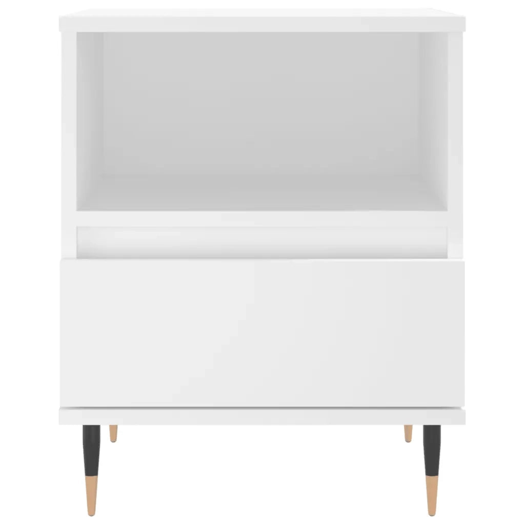 Set di 2 Comodini | Armadio da Notte | Mobiletto da notte Bianchi 40x35x50 cm in Legno Multistrato