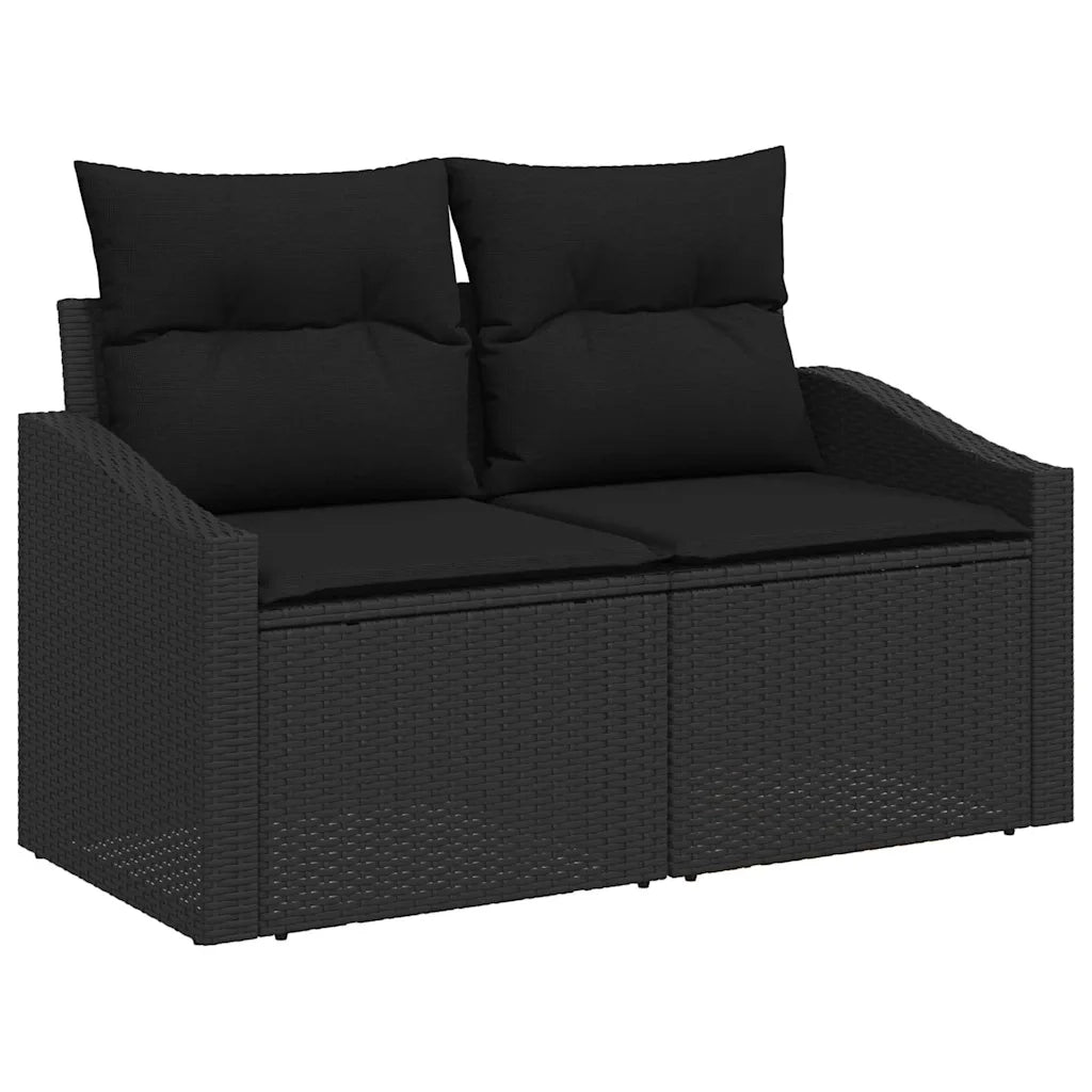 Set di divani con cuscino 7 pcs Nero polyrattan