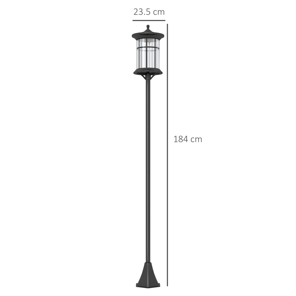 EasyComfort Lampione Solare da Giardino Alto 184cm con Luce LED Bianco Freddo e IP44, Nero
