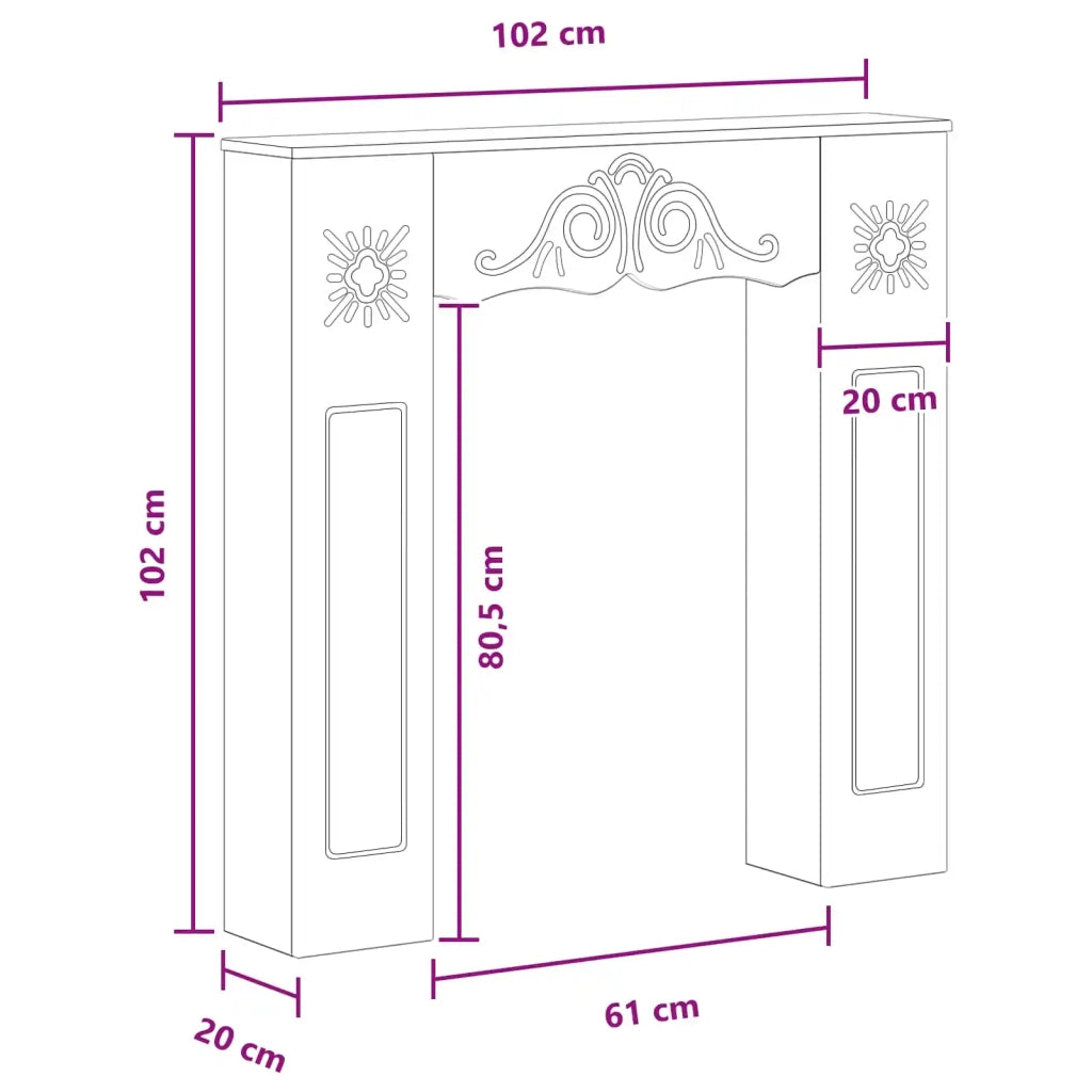 Cornice per camino Grigio Cemento 102 x 20 x 102 cm 8006636