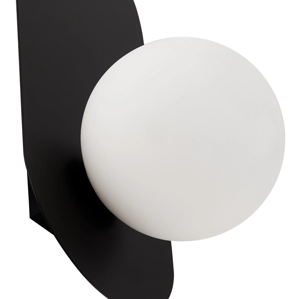 Set di 2 lampade da parete ovali con paralumi a globo in vetro nero stile retrò