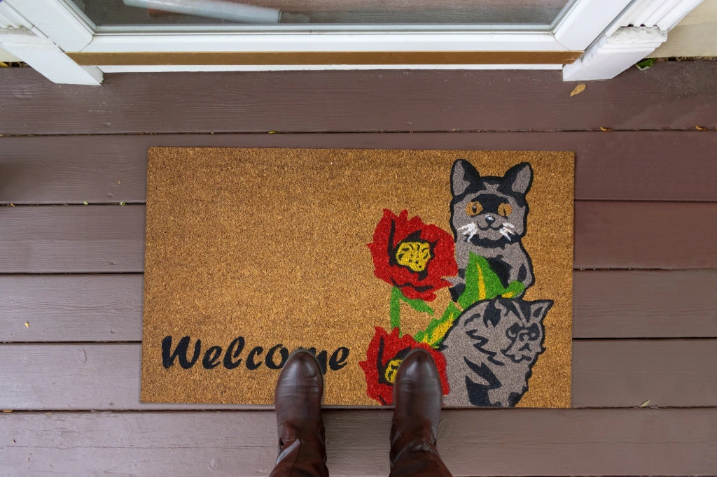 Zerbino Ingresso Casa In Fibra Di Cocco Con Base In Pvc  Kittens