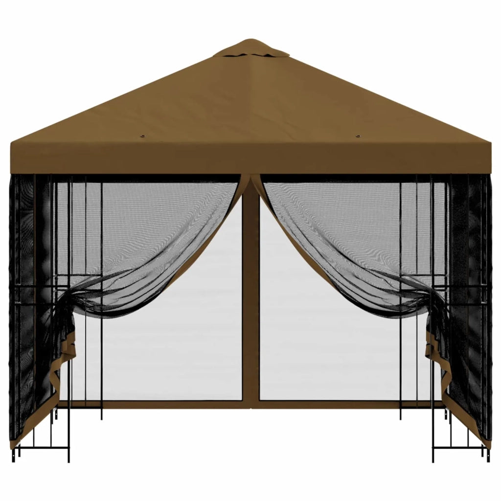 Gazebo | Pergolato da giardino con pareti laterali 3 x 3 m Tortora