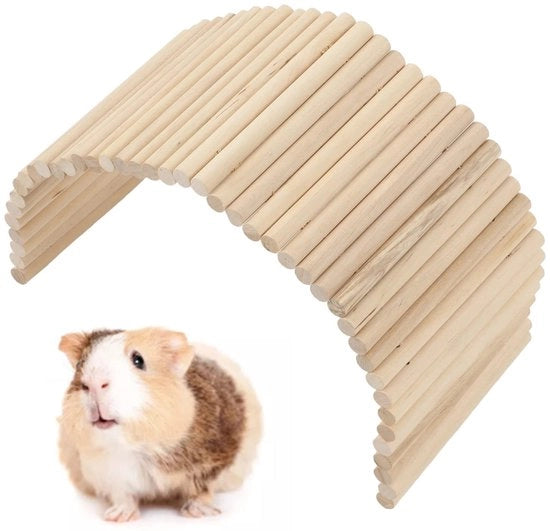Rifugio in Legno per Animali - Tunnel in Pelle Naturale - Giocattolo per Roditori - Rifugio per Hamster - Rifugio per Cavia/Chinchilla - Materiale in Legno Naturale - Abitacolo per Animali