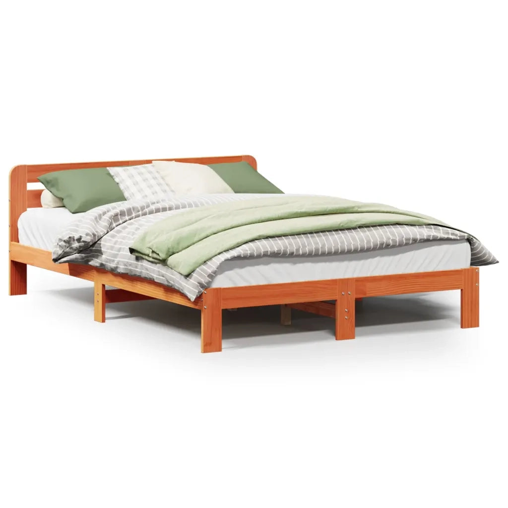 Giroletto senza Materasso-Struttura Letto Marrone Cera 140x200cm Massello Pino 104430