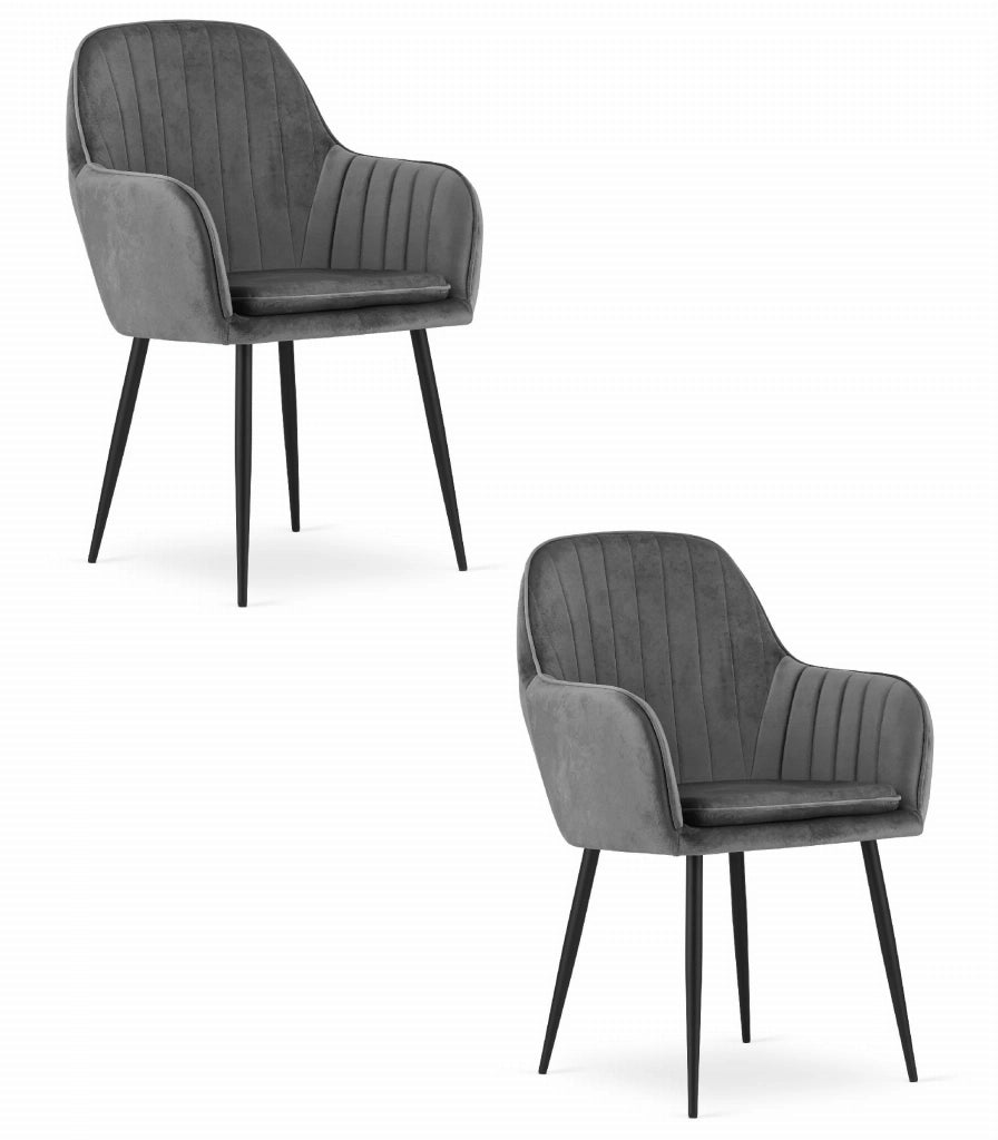 Sedia VALORA LUGO - Velluto grigio scuro con gambe nere x2