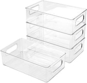 Organizzatore per frigorifero 4 pezzi - Scatole trasparenti in plastica - 25,5 x 15,1 x 7,6 cm - Maniglia - Ordine e Organizzazione