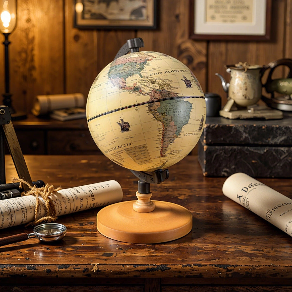 Mappamondo rotante con base in legno per bambini e adulti, Mappamondo mappa moderna e colori vintage-Decorazioni casa
