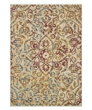 Parure Tappeti KAZAKH 1529 beige e multicolore tris scendiletto (1pz cm.80x150 + 2pz cm.60x120) stile orientale persiano alta qualità con effetto lucente
