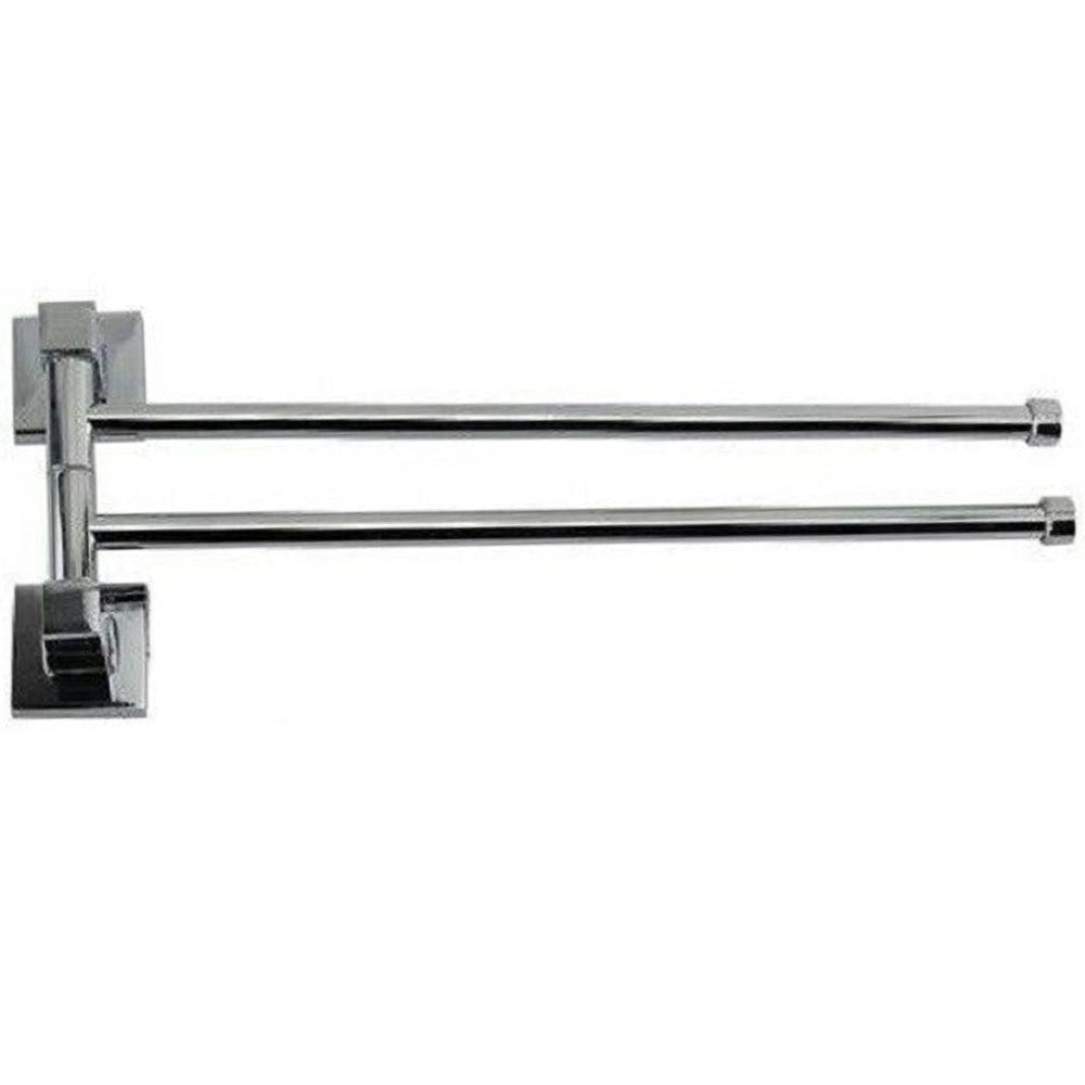 Trade Shop - Porta Asciugamani 2 Bracci A Parete Bagno Acciaio Cromato Square 36x14.5cm 59196 -