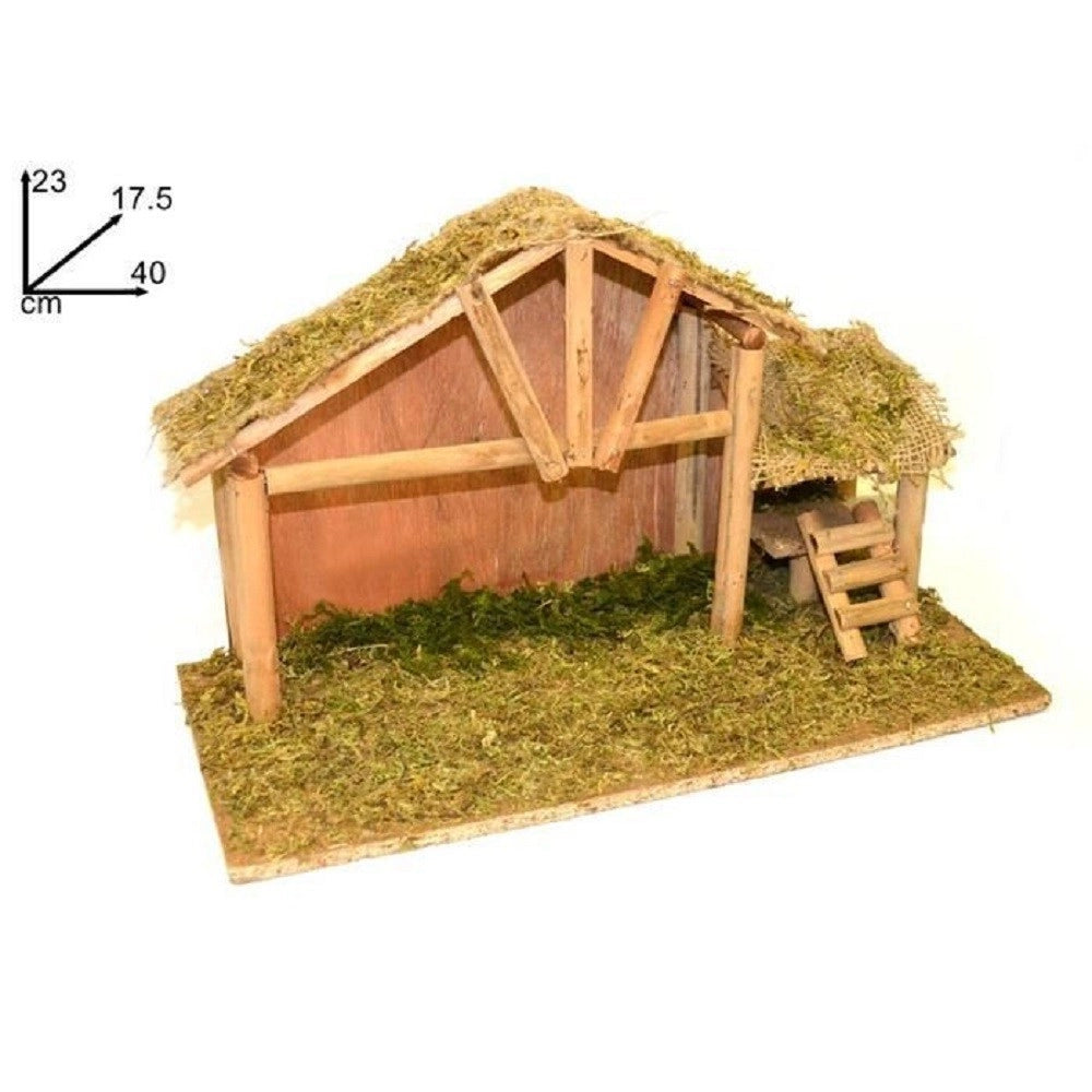 Trade Shop - Capanna Vuota 40x17.5x23 Cm Muschio Scaletta Presepe Addobbo Decorazione Natale -