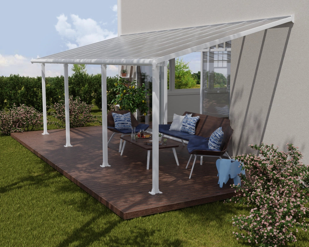 Pergola Addossata in Alluminio Olympia 3X7.4 m Bianco