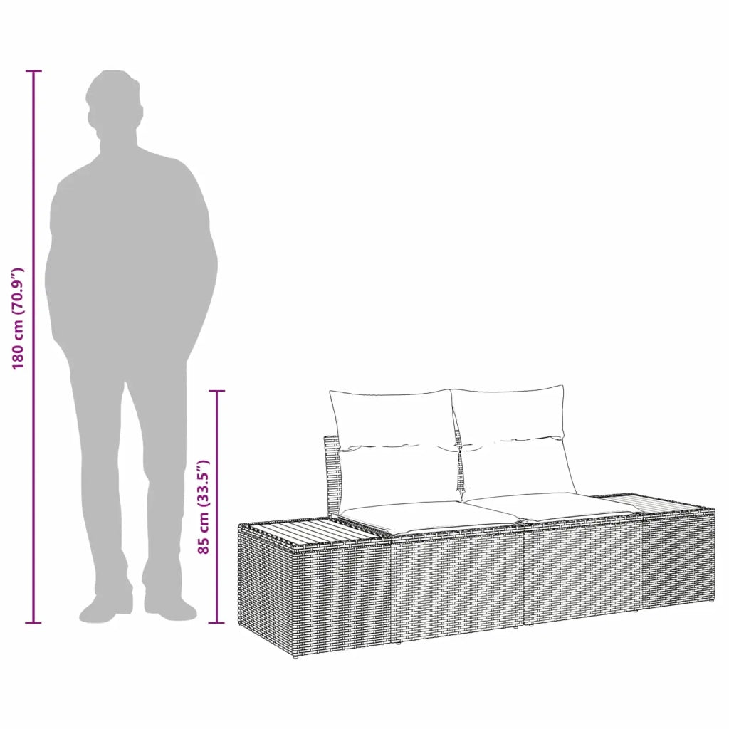 Divano da giardino Nero 184 x 62 x 85cm polyrattan 42006813