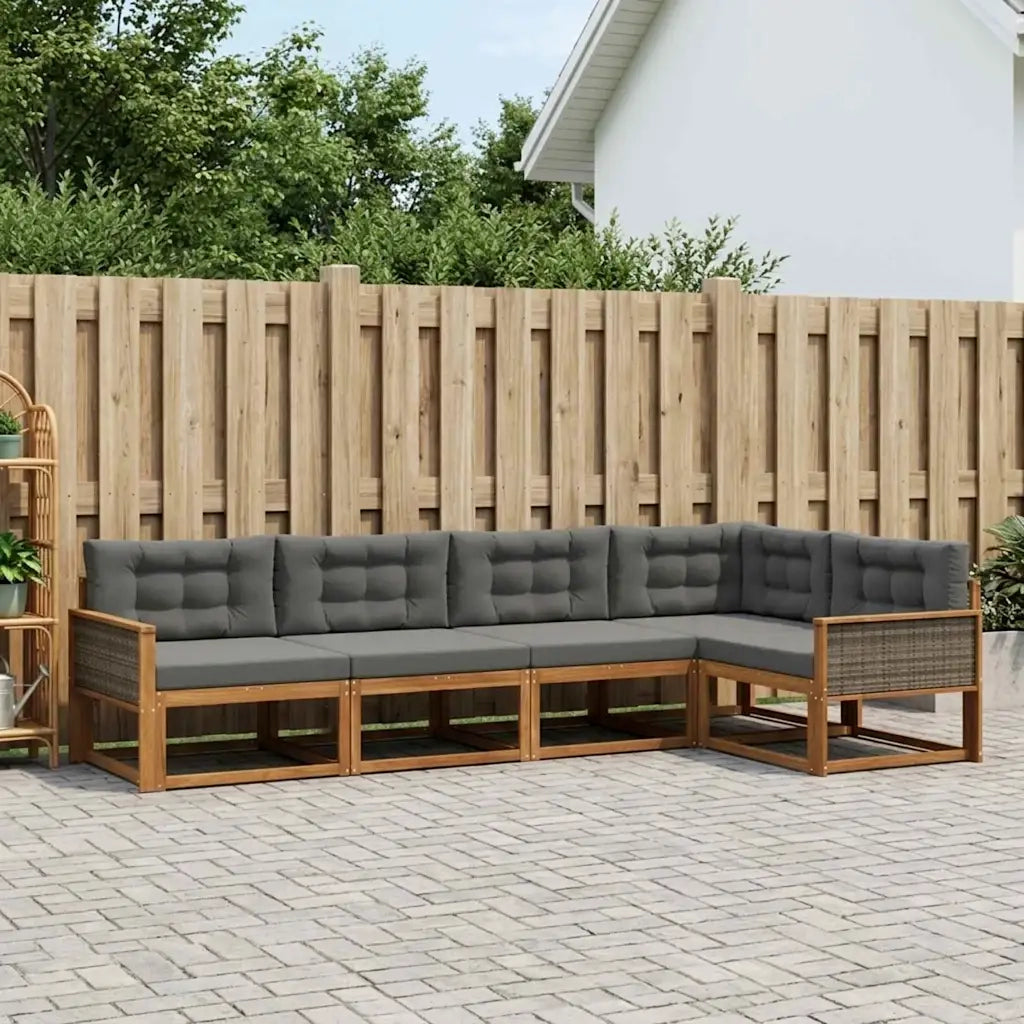 Set di divani da esterno con cuscino 5 pcs Naturale e Antracite 3382560