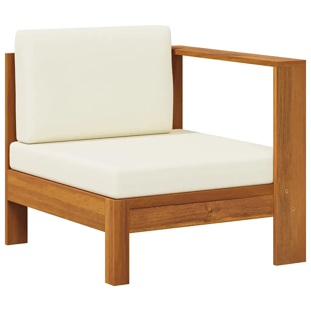Divano Centrale con 1 Bracciolo-Sofa Modulare-Divanetto Bianco Crema Massello d'Acacia 562995
