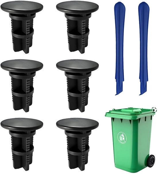 Scharnierpennen 6 pezzi - Fissaggio per coperchio cestino rifiuti - Plastica - Universale - Robusto - 43 x 18 mm - Coperchio cestino rifiuti