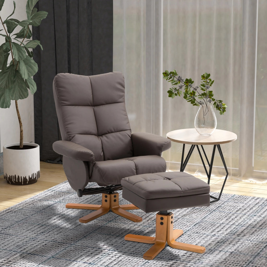 Poltrona Relax Reclinabile 360¡ã Girevole con Poggiapiedi ¨C Minimal ¨C Marrone in Similpelle