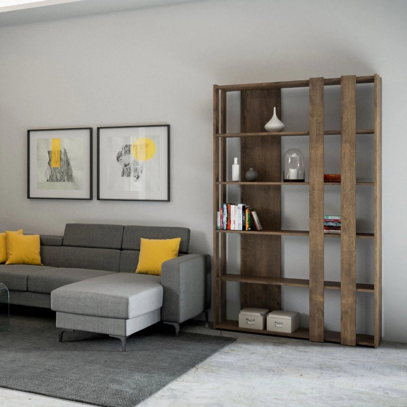 Composizione Libreria Small B Kato 6R 2 fianchi 4 fasce lunghe - Noce