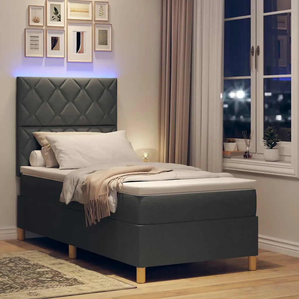 Letto a Sorgente LED Grigio scuro 100 x 200 cm Tessuto 3343153