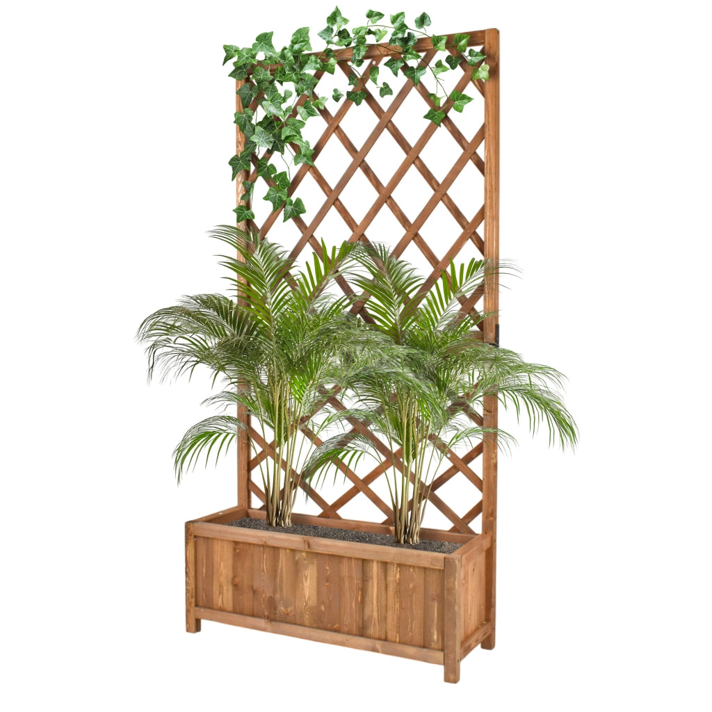 Dorothy - Fioriera in legno di cedro impregnato con spalliera H180 cm - ebony