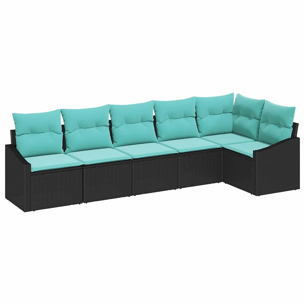 Set di divani con cuscino 6 pcs Nero polyrattan 3346746