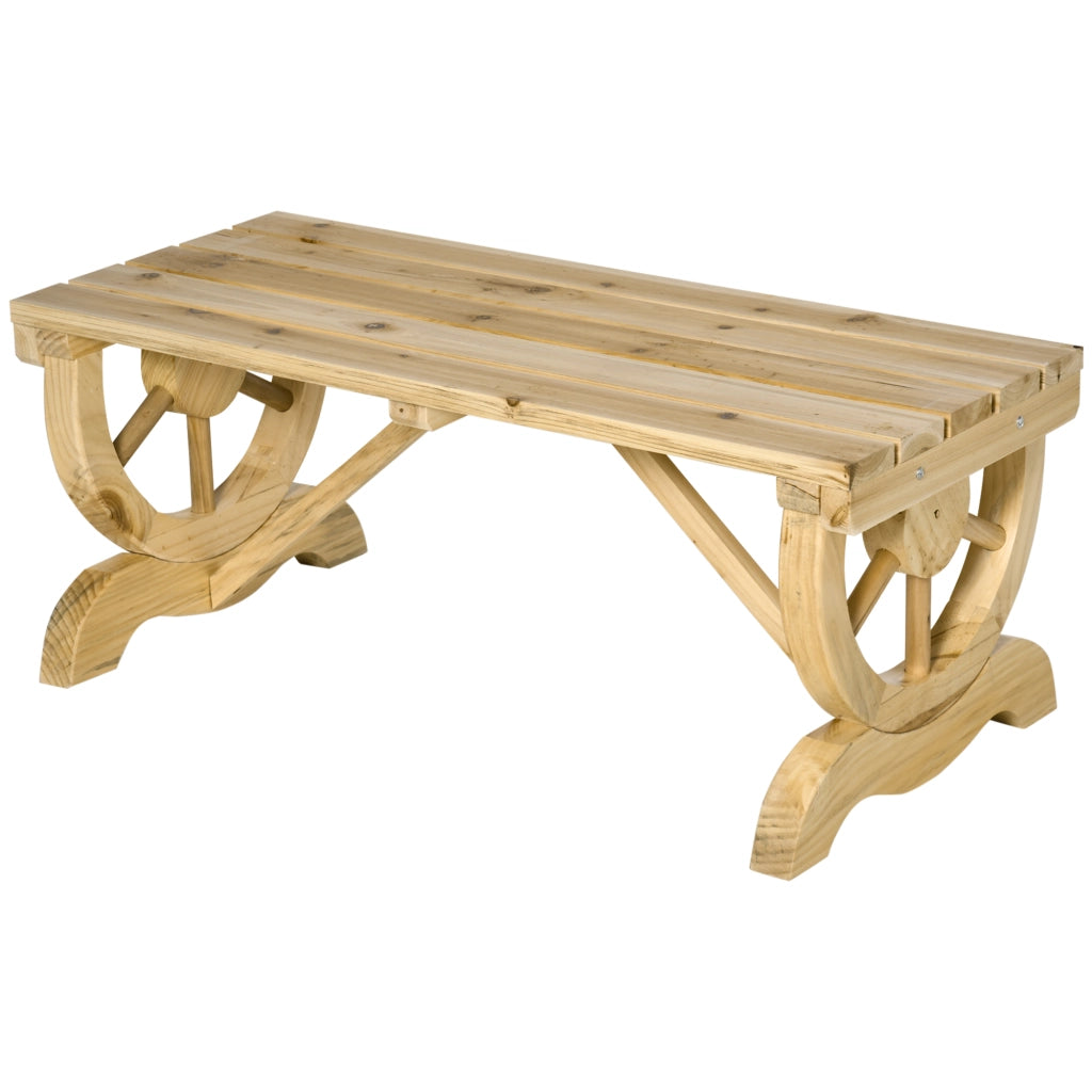 Panchina da Giardino 2 Posti Legno Massello ¨C Xylo ¨C Gambe Ruota Carro 98x50x39.5cm