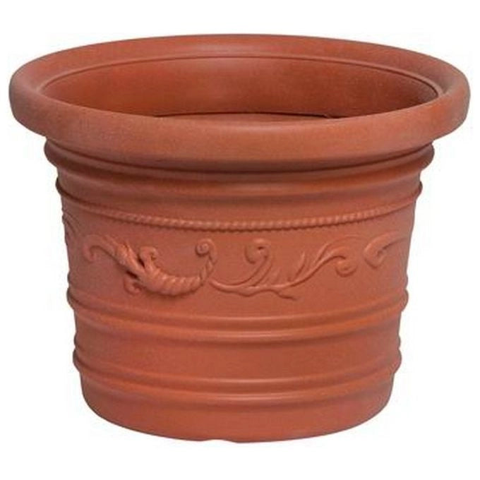 Nuova Plastica Adriatica 60 CM Prestige Vaso Tondo in Resina Resistente agli Agenti Atmosferici e ai Raggi UV colore Terracotta
