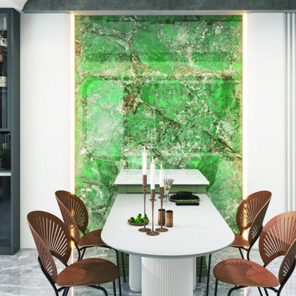 Pannello decorativo effetto marmo verde lucido 122x300 PANGH168 – Design per ogni spazio