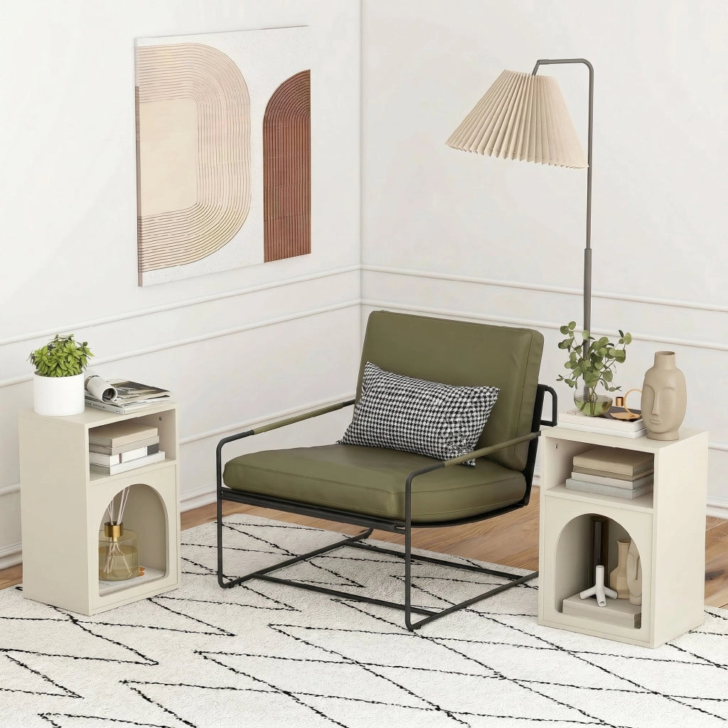 Comodino con scomparti aperti design ad arco ¨C Xylo ¨C crema 40x30x60 cm