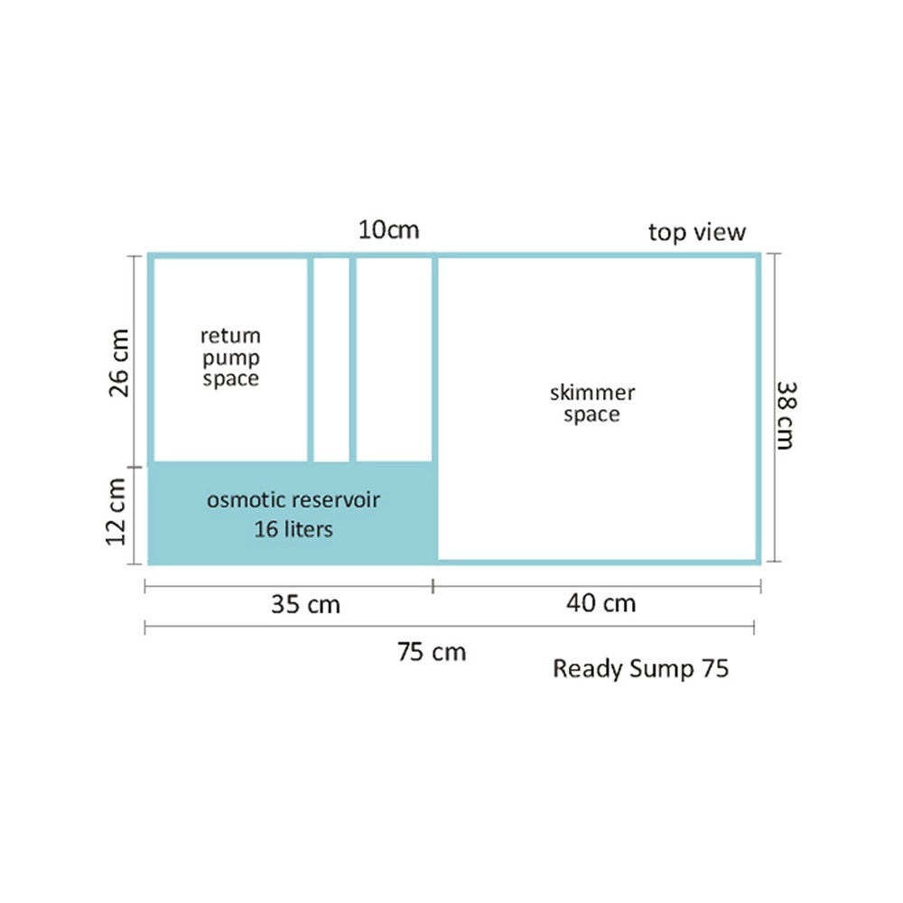 Blau Aquaristic Ready Sump 75 - sump in vetro a scomparti 110L cm75x40x40/50h