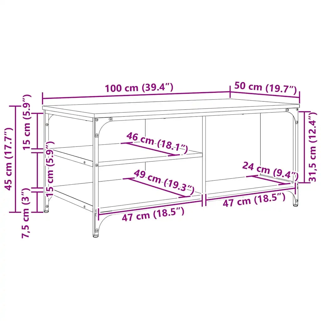 Tavolino da salotto Legno vecchio 100 x 50 x 45 cm 886240