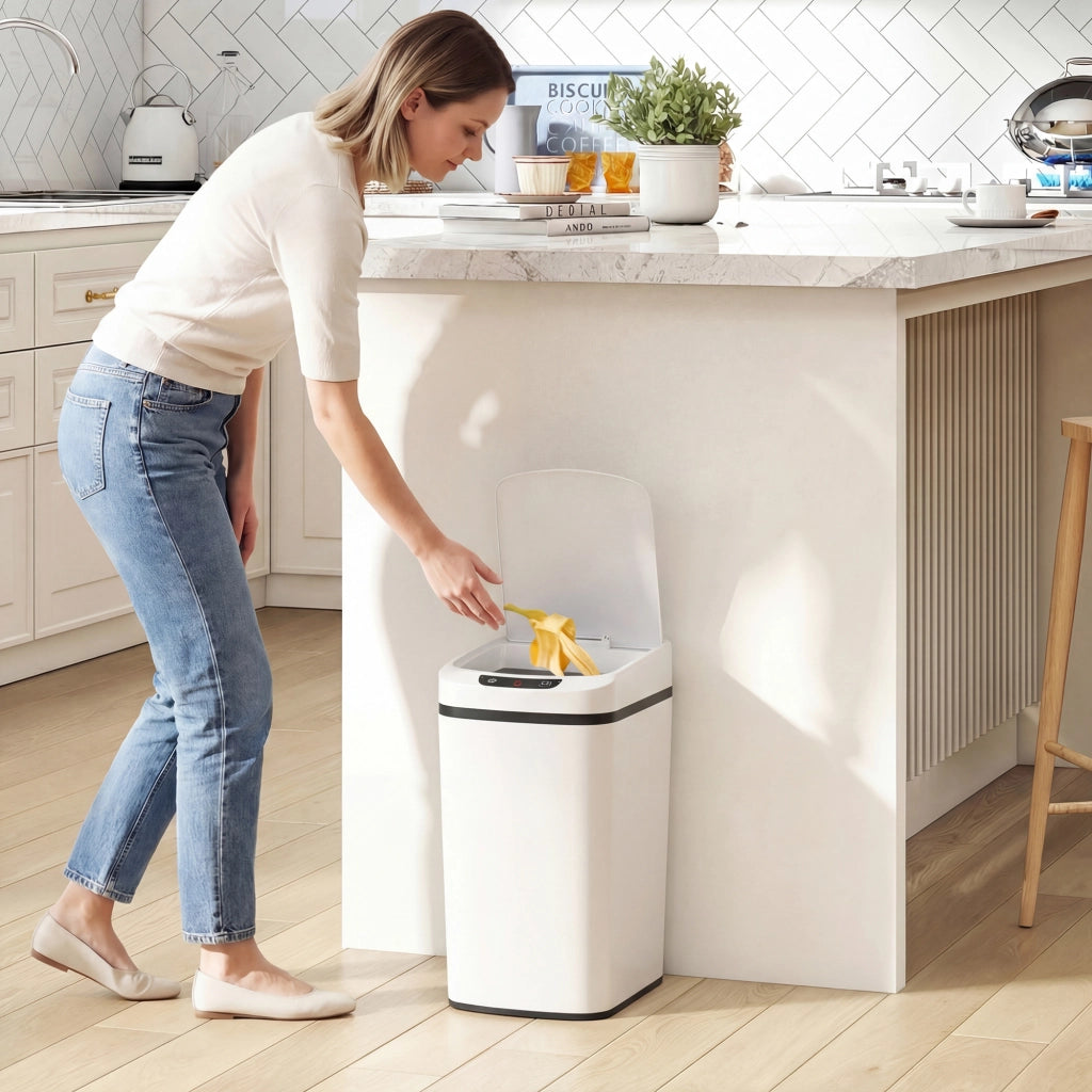 Cestino Pattumiera a Infrarossi 12L ¨C Xylo ¨C Acciaio Inox Bianco 28x22x41cm