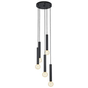 Lampadario A Sospensione Contemporaneo Cortenova Acciaio Nero 5 Luci E27