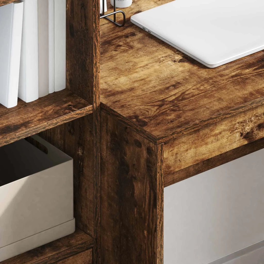 Scrivania con cassetto con lo scaffale 2 pcs Rovere fumé 3337365