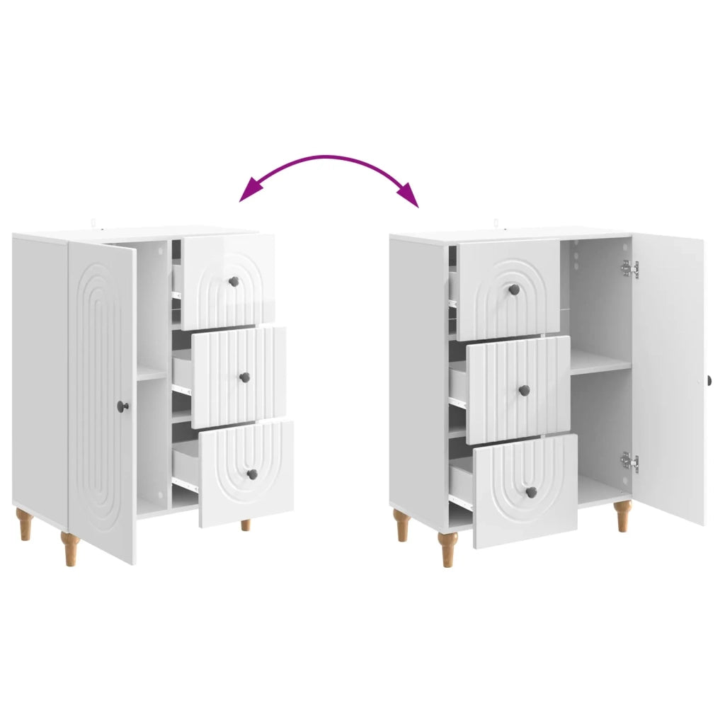 Credenza | Madia | Buffet da pranzo | Armadio da pranzo Bianco Lucido 66 x 34,5 x 90 cm Legno ingegnerizzato