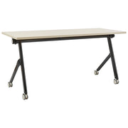 Scrivania rettangolare pieghevole con rotelle portatile con struttura in metallo marrone chiaro e nero 160 x 60 stile moderno