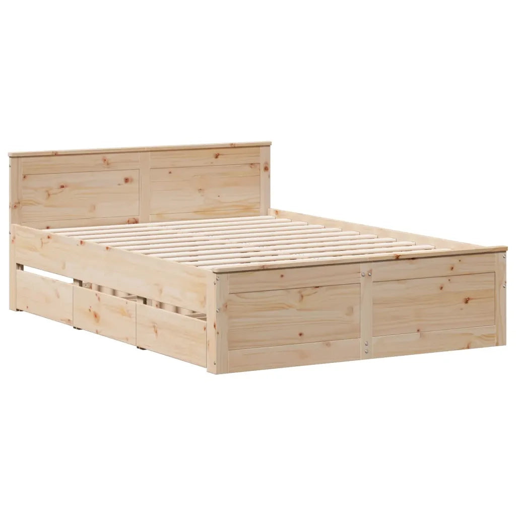 Giroletto senza Materasso con Testata-Struttura Letto 150x200 cm Massello Pino