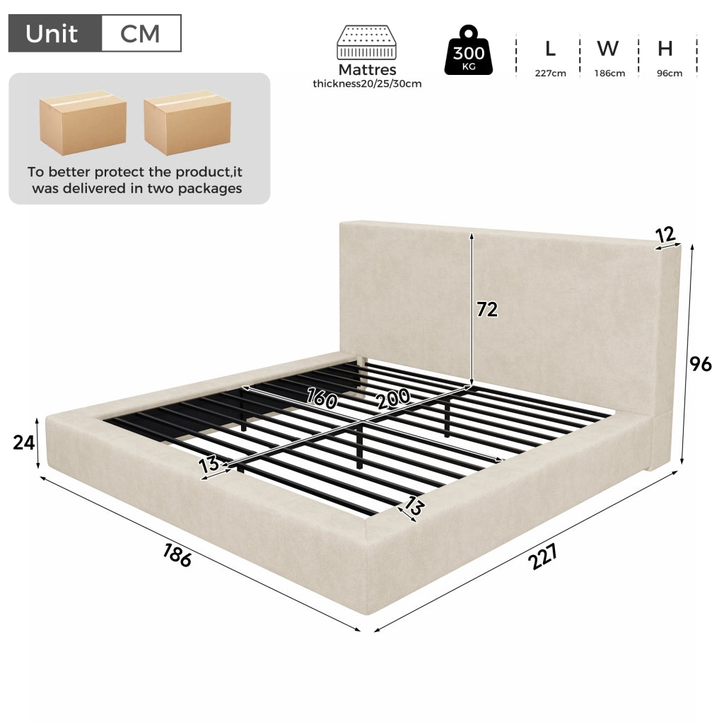 letto imbottito chenille beige 160 x 200 cm