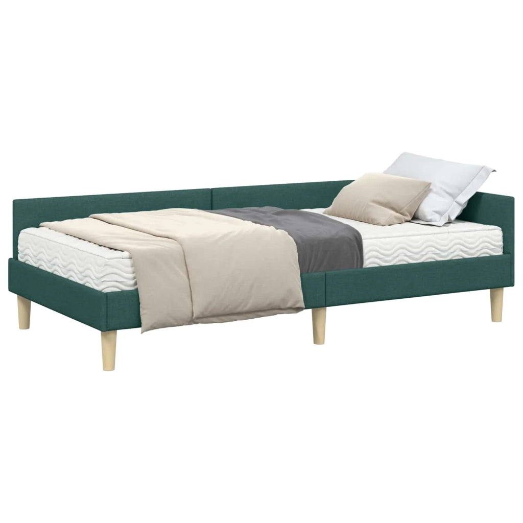 Struttura Letto Angolare con Materasso 2 pz-Giroletto con materasso Verde Tessuto 818159