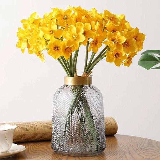 Fiori artificiali 6 pezzi - Narcisi artificiali - Bouquet di nozze - Decorazione interna/esterna - Senza manutenzione - Sostenibile - Finte fiori