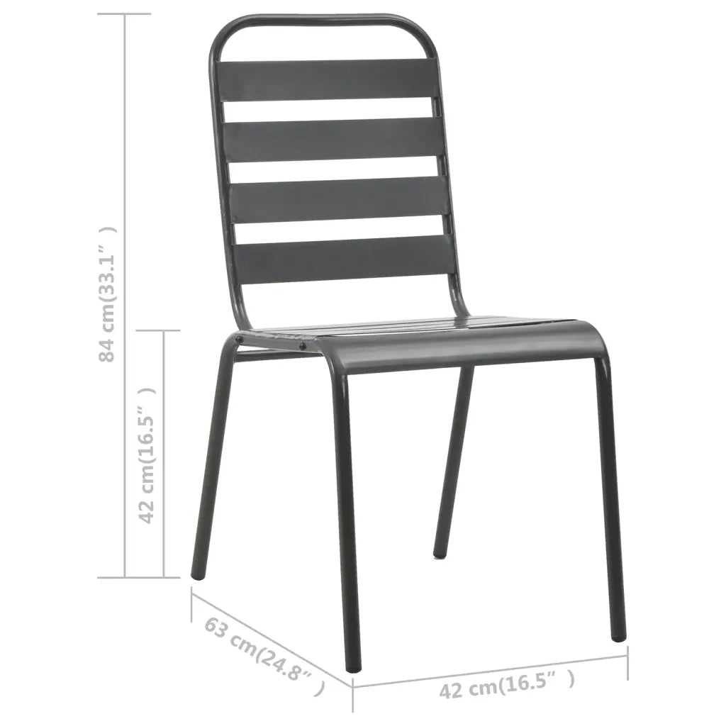 Set Mobili da Pranzo per Giardino 7 pz in Acciaio Grigio Scuro 3074477