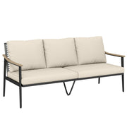 Divano da Esterno 3 Posti in Rattan con Braccioli Legno ¨C Minimal ¨C Grigio