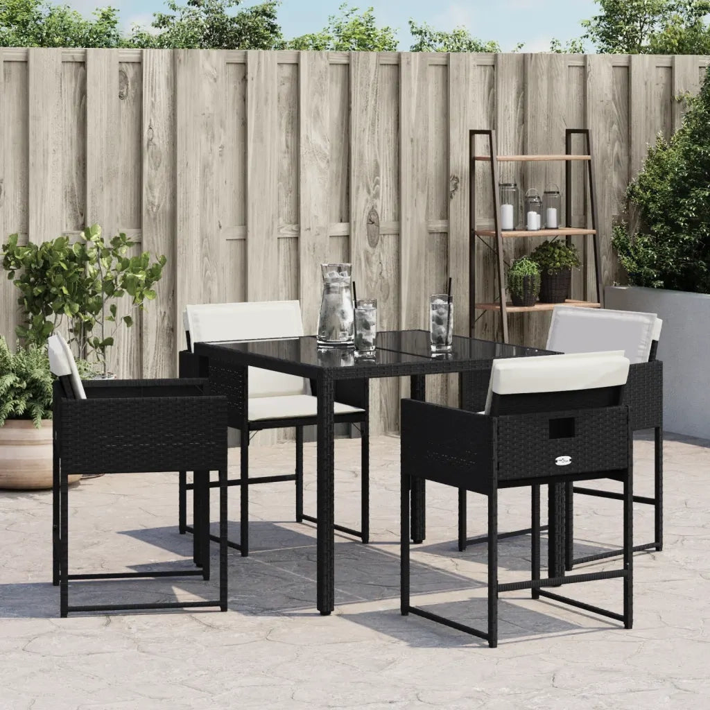 Sedie da Giardino con Cuscini 4 pz Nere in Polyrattan 4007475