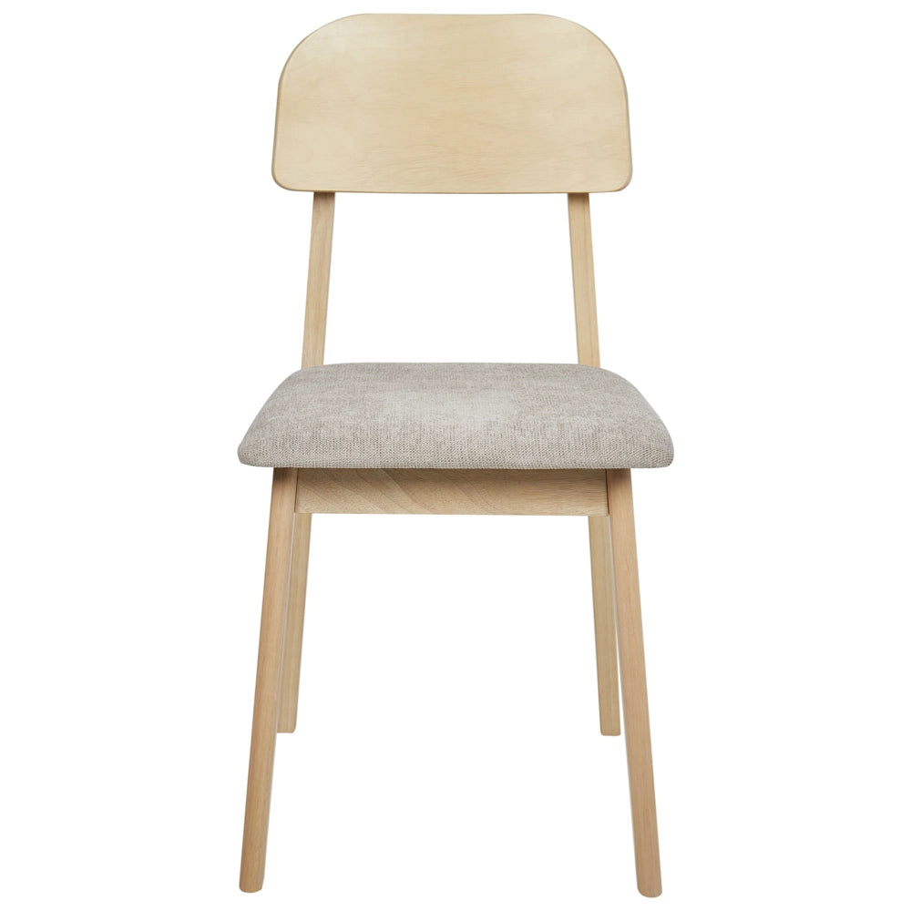 Set di 2 sedie da pranzo Struttura in legno di gomma chiaro Seduta in tessuto poliestere taupe Senza braccioli Design retrò